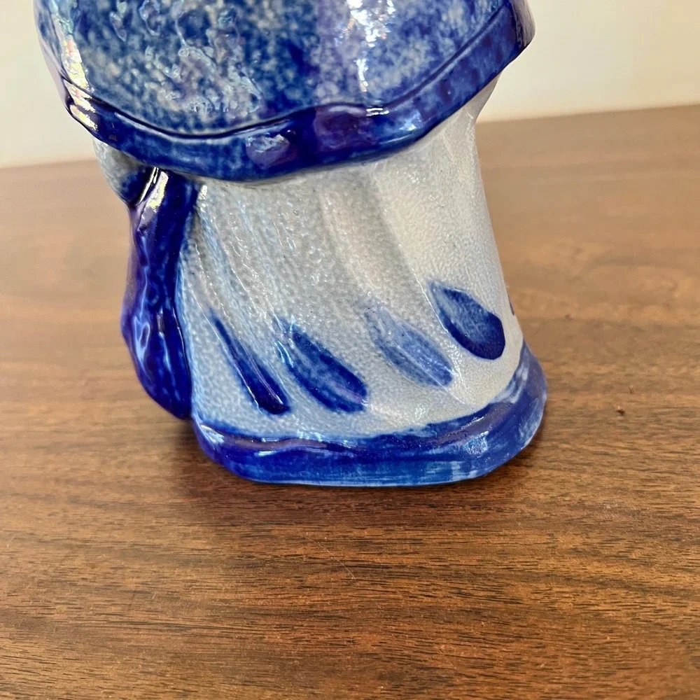 Eldreth Pottery Blue White Salt Glaze Santa Claus Figurine Father Christmas 1991